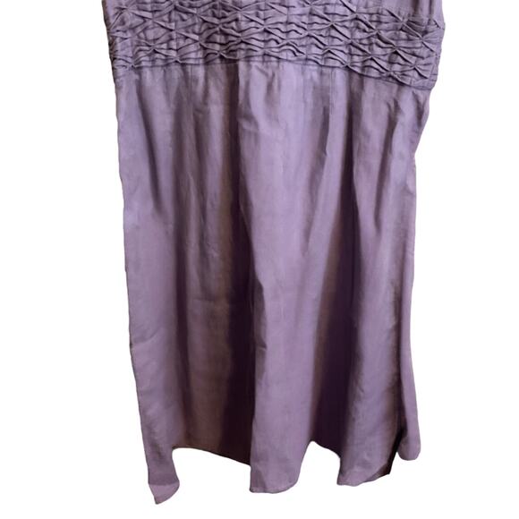 ORVIS Dress Women’s Size 14 Purple Linen Midi Short Sleeve A-line V-Neck - Picture 15 of 16